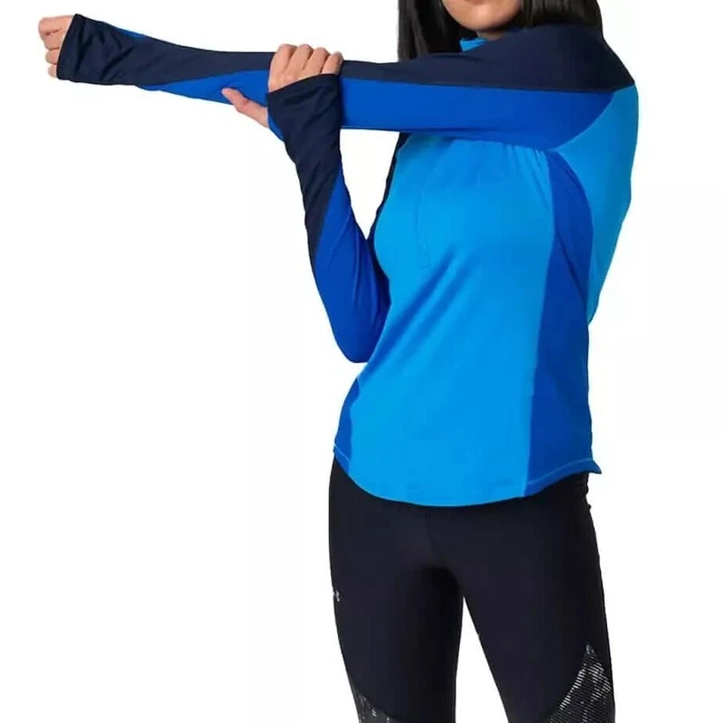 Under Armour UA ColdGear Ladies 1/2 Zip Blue Long Sleeved Running Top - Image 3 of 4