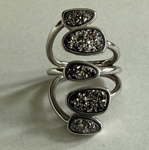 Marcia Moran Marlo Multi Stone Ring Titanium Druzy With Rhodium Size 7 $237 - Picture 2 of 8