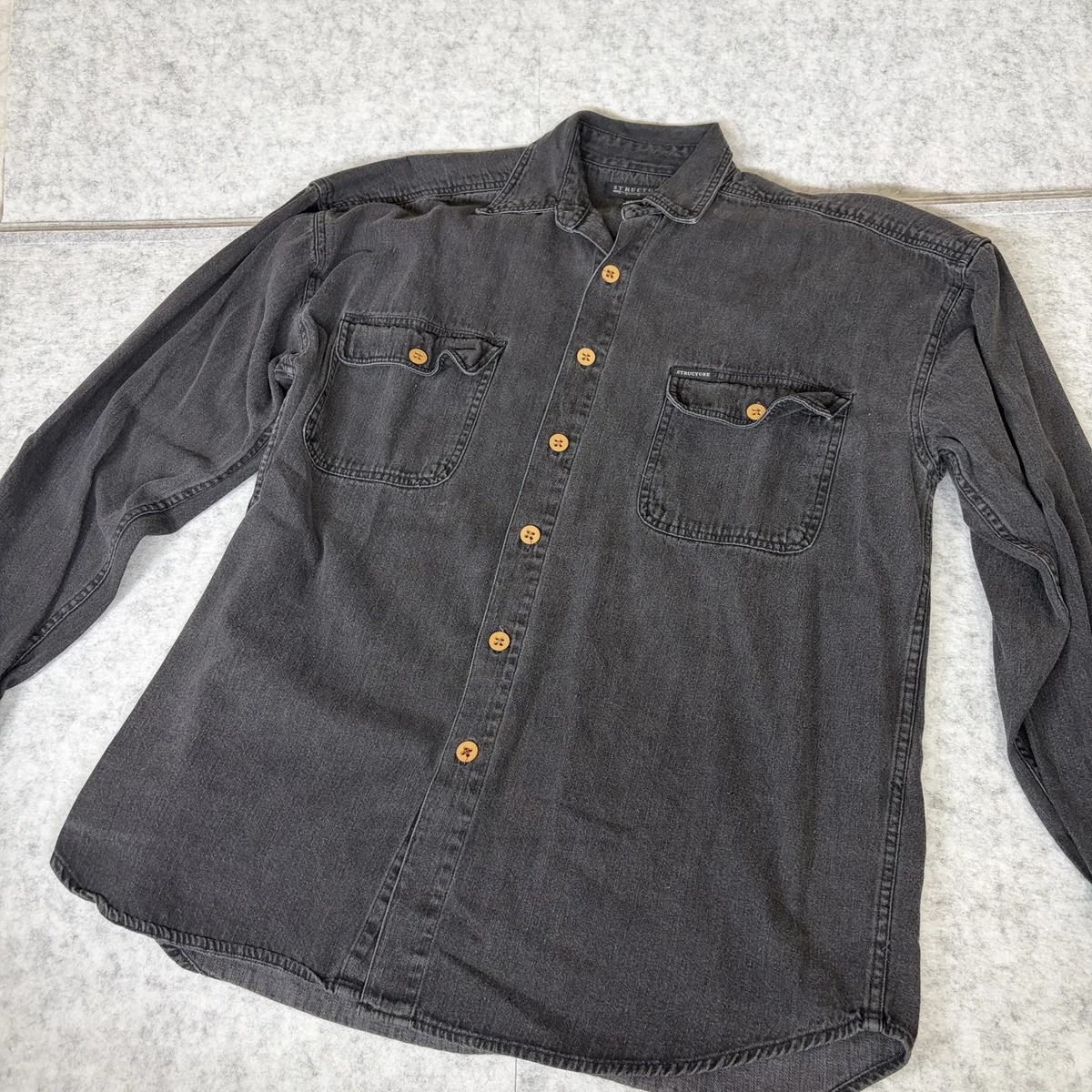 Structure Cotton Long Sleeve Casual Button-Down Shirts for Men for