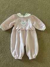 Baby Dior Romper Girls Vintage Size 6 Months Pink White Polka Dots