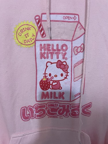Sanrio Hello Kitty Barbie Pink Strawberry Milk Pullover Sweatshirt Hoodie Small - Bild 2 von 10