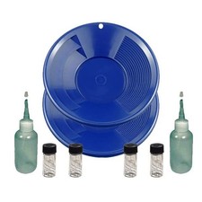 Sluice Monkey 2 Pack of 10 inch Blue Gold Pans, Sniffers, Vials