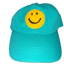 NWT Green Old East Main Co. Cap Hat with Yellow Fuzzy Smiley Face Adjustable 