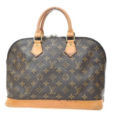 LOUIS VUITTON LV Logo Alma Hand Bag Monogram Leather Brown M51130 62KD431
