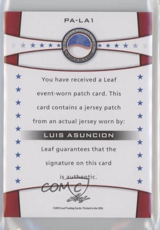 2013 Leaf Power Showcase Jersey Silver /10 Luis Asuncion #PA-LA1 Patch Auto - Image 2 of 2