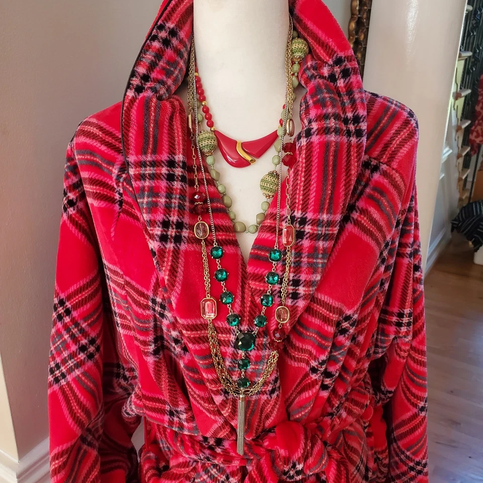 Victoria Secret Vacaciones Navidad Bata a Cuadros Preppy XL/XXL 2X Suave con Bolsillos Foto 2 de 4