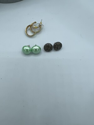 Kleines Set 3 Paar silberfarbene & goldfarbene Kugel Ohrstecker & Creolen