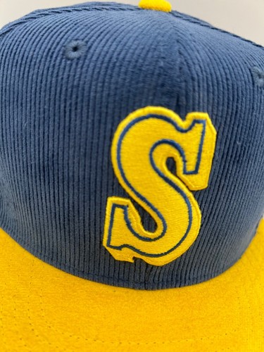 New Seattle Mariners Corduroy Retro Snapback MLB Baseball Hat Embroidered Cap - Picture 4 of 10