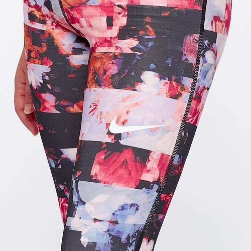 Nike Pro Girls' Hyper Crimson/Black Floral Printed Tights AQ6243-809 Size XS NWT - Picture 3 of 6