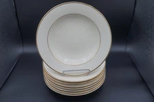 VINTAGE Johann Haviland Elegance Soup Bowls White Gold Rimmed Bavaria Germany 8"