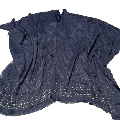 Charter Club Women's Blue Embellished Multifunctional Wrap Poncho One Size - Picture 3 of 7