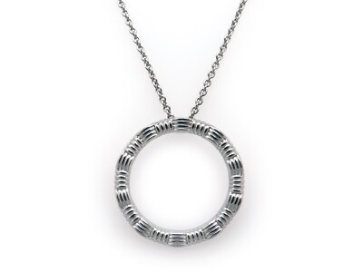 Roberto Coin 18k White Gold Circle Endless Love Dangle Drop Necklace 18 16 inch