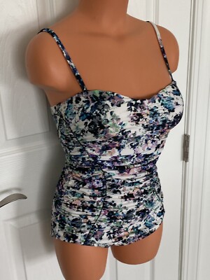 Badgley Mischa 8  Multi Color Soft Cup Ruched 1 Pce Swimsuit New w/ Defect