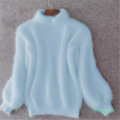 Women's Winter Fur Cashmere Blend Loose Warm Sweaters Fluffy Fuzzy Plush Jumpers