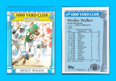   1987 Topps 1000 Yard Club Wesley Walker New York Jets #22