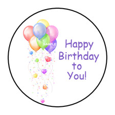 30 HAPPY BIRTHDAY TO YOU ENVELOPE SEALS STICKERS LABELS TAG 1.5" HEARTS Balloons