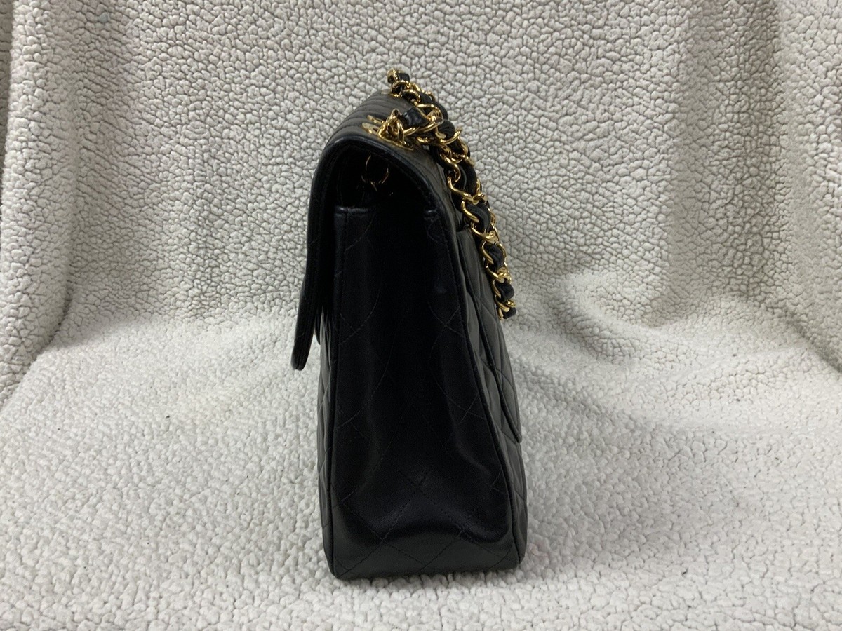 Chanel Lamb skin Quilted XL Jumbo Single Flap, Black GHW | eBay