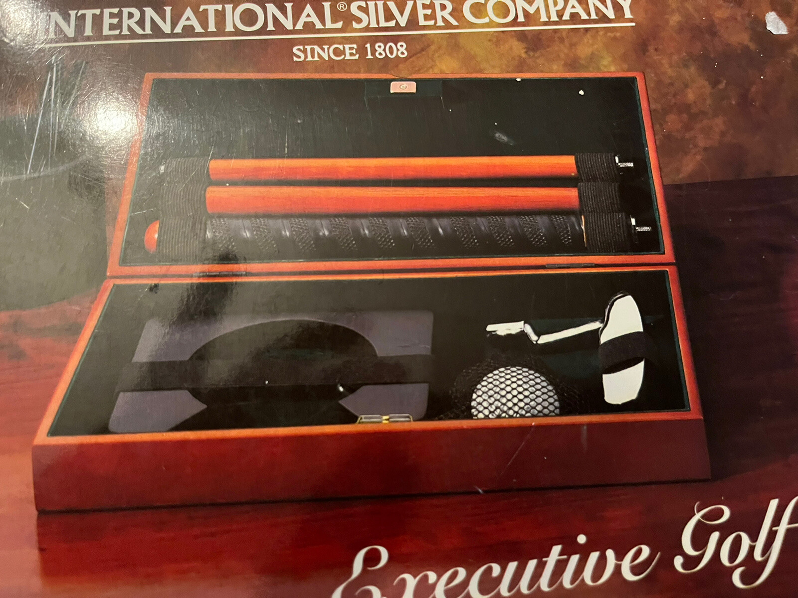International Silver Executive Golf Putter Set With Mahogany Wooden