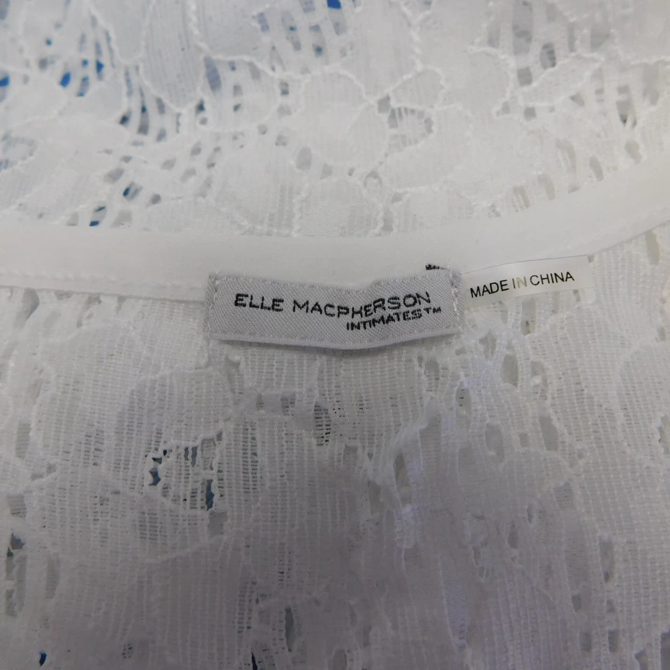 Camiseta sin mangas de encaje Elle MacPherson Intimates Sleep & Lounge - blanca, mediana #1306 Foto 4 de 4