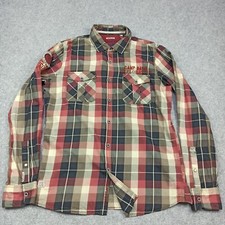 Camp David Mens Shirt Size M Muscle Fit Button-Up Cotton Embroidered Exploration