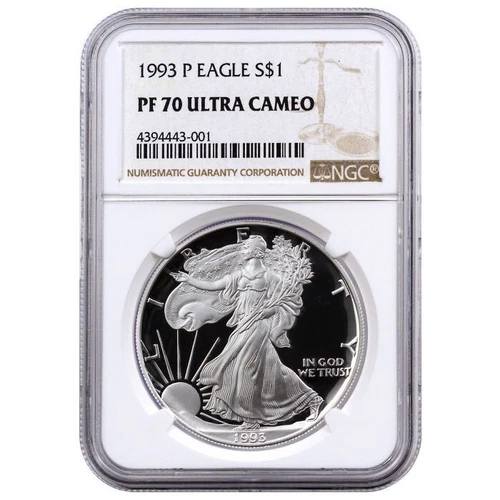 1993-P American Proof Silver Eagle One Dollar Coin NGC PF70 Ultra Cameo