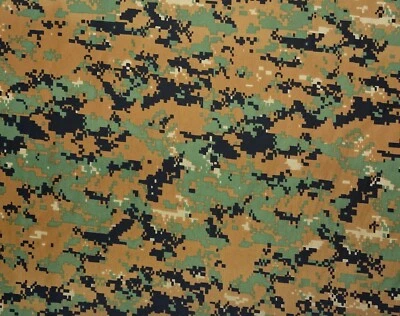 DESIGNER FABRICS MARPAT WOODLAND DIGITAL 400D NYLON WATERPROOF CORDURA FABRIC 1/2(0.5) YARD 60" W