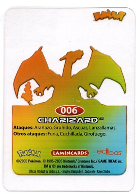 2005 charizard pokemon card CHARIZARD #006 LAMINCARD COLECCION POKEMON LAMINCARDS 2005 EDIBAS (USADA)