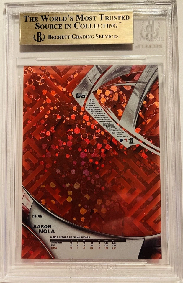 2016 Topps High Tek  Aaron Nola Red Orbit Diffractor SP RC graded BGS 9.5  - Image 2 of 2