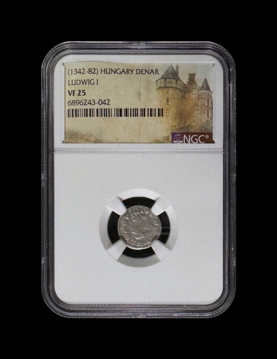 HUNGARY. 1373, Denar, Silver - NGC VF25 - Louis I, Denarius