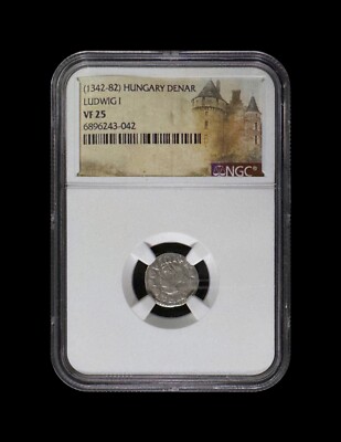 HUNGARY. 1373, Denar, Silver - NGC VF25 - Louis I, Denarius