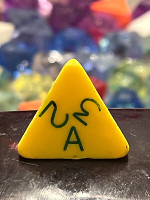 Vintage Armory d4 yellow w/ green rpg ad&d dice 123124@