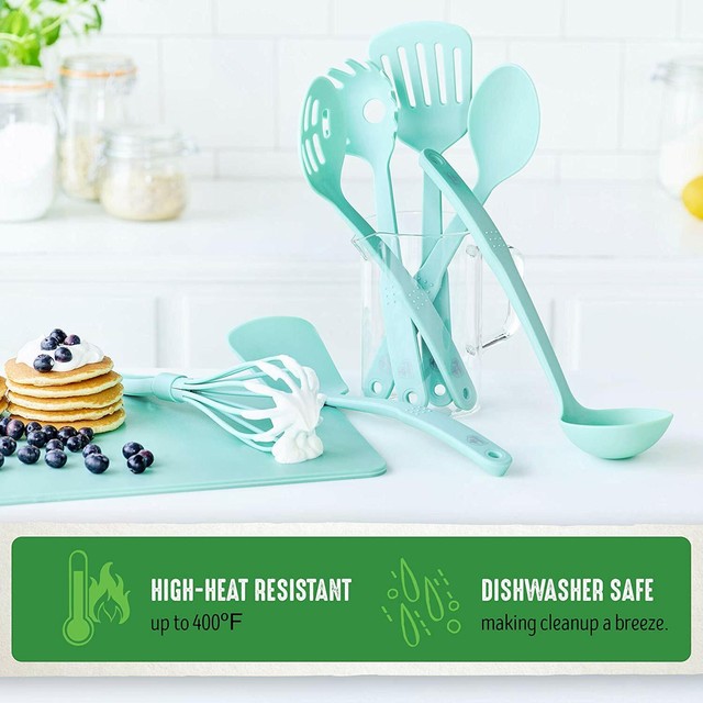 Silicone Cooking Utensils Kitchen Utensil Turquoise Set 7pcs Aqua