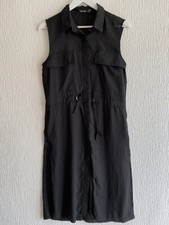 BLACK SLEEVELESS SHIRT DRESS 10 NEW BOOHOO POCKET SPLIT BUTTON SUMMER BOHO GLAM