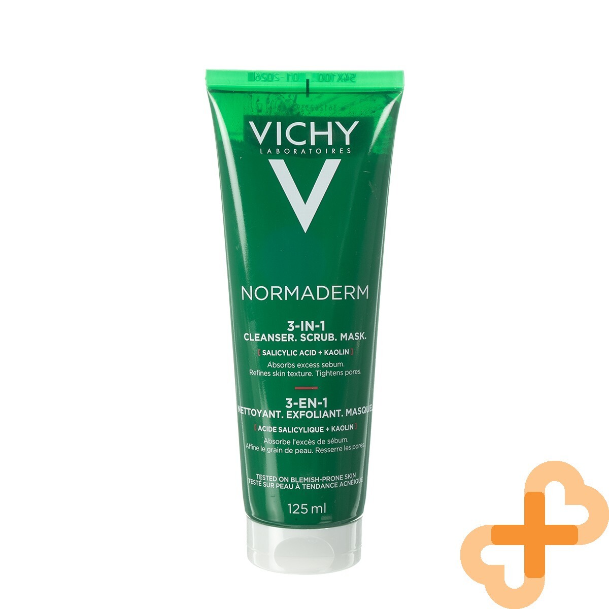VICHY NORMADERM 3in1 Cleanser Srub Mask Face 125ml Salycilic Acid Kaolin