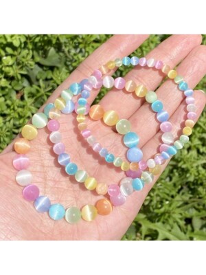 Regenbogen Selenit Armband, Selenit Steinarmband 1 Stück