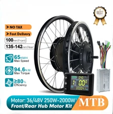 MTB Electric Bike Conversion Kit 36/48V 250-2000W Brushless Front/Rear Hub Motor