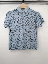 US Polo Assn Men's Golf Collection Polo Blue  print All Over  symbols tSize L