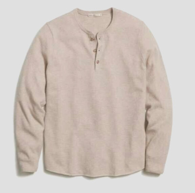 Marine Layer Long Sleeved Merino Blend Henley Sweater - size XXL - Oyster Beige