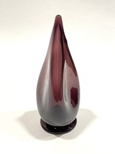 Ancien bouchon carafe en verre améthyste MCM Blenko avec abîmes