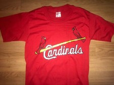 VTG 80S NEW MEDIUM ST LOUIS CARDINALS ON BAT BASEBALL TEAM RED SHIRT