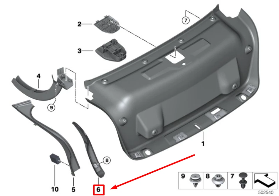 BMW 3 G20, G28 Rear Right Light Tailgate Trim 51497464426 7464426  
