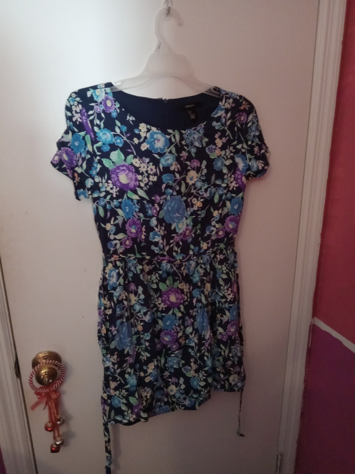 Women's Size L Forever 21 Floral Print Blue and Purple Floral Dress
