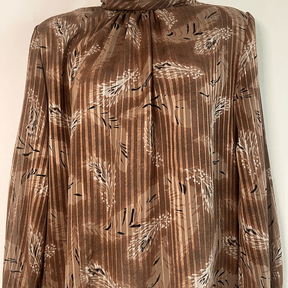 Vintage Brown Patterned Blouse - image 4