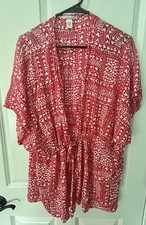 Victoria's Secret Red and White Heart Printed Short Kimono Robe