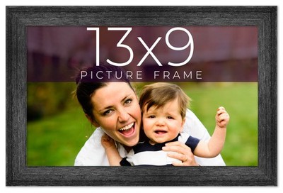 13x9 Frame Black Real Wood Picture Frame Width 1.5 inches | Interior Frame Depth