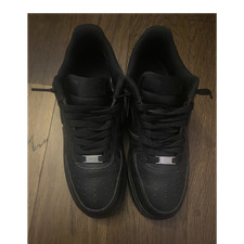 Nike Air Force 1 Black Mens Low Top Leather B...