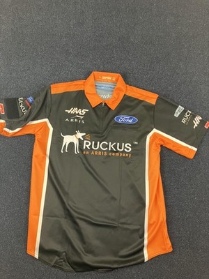Ruckus Ford Haas Arris NASCAR Racing Shirt Mens Large Black Orange Made USA