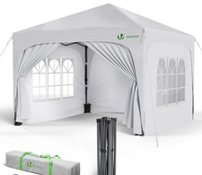 VOUNOT 3m x 3m Heavy Duty Pop Up Gazebo White - Hardly Used