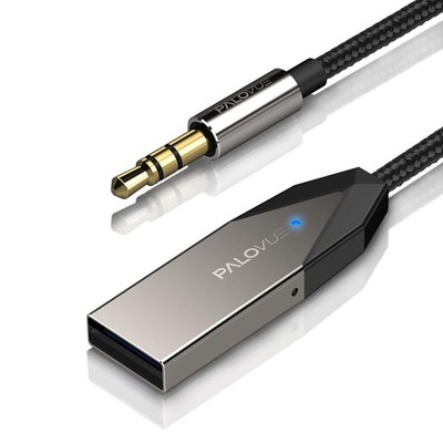 PALOVUE Bluetooth Aux Adapter, Audio Car Kit USB Adapter mit 3,5mm alt, grau 