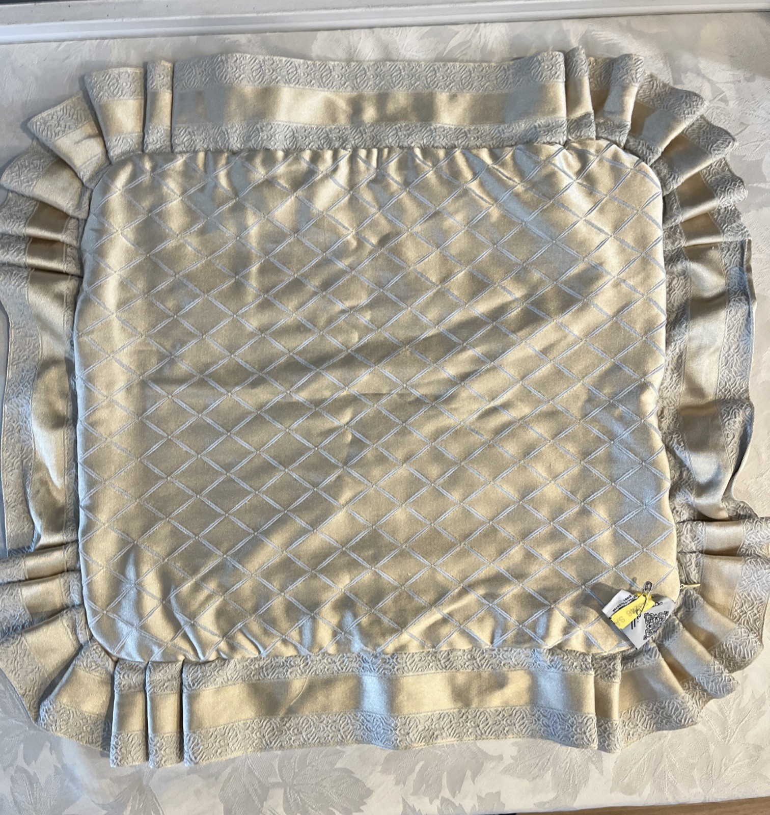 CROSCILL WHITE LABEL GOLD FLORAL  (2) EURO PILLOW SHAMS 21 X 23 + 1 LUMBAR 3PC